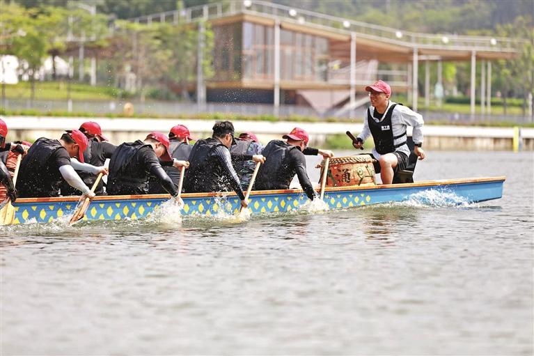 茅洲河再現(xiàn)龍舟擊水